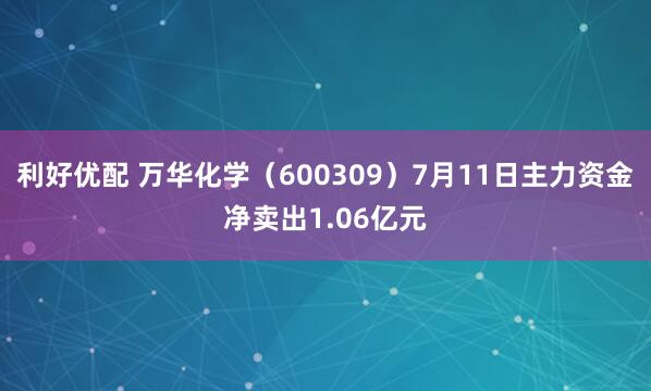 利好优配 万华化学（600309）7月11日主力资金净卖出1.06亿元