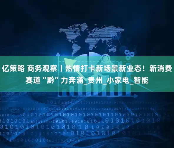 亿策略 商务观察丨热情打卡新场景新业态！新消费赛道“黔”力奔涌_贵州_小家电_智能